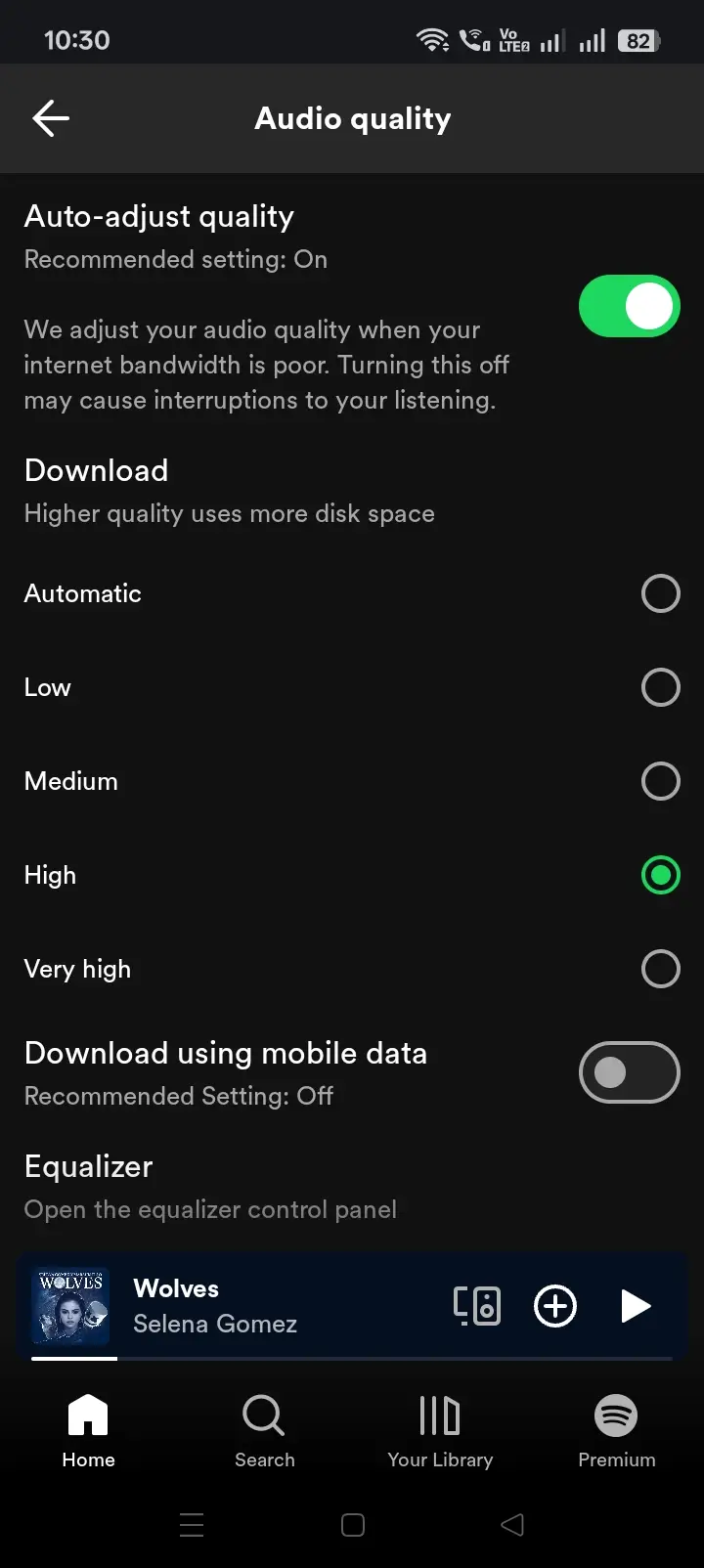 Spotify audio quality settings
