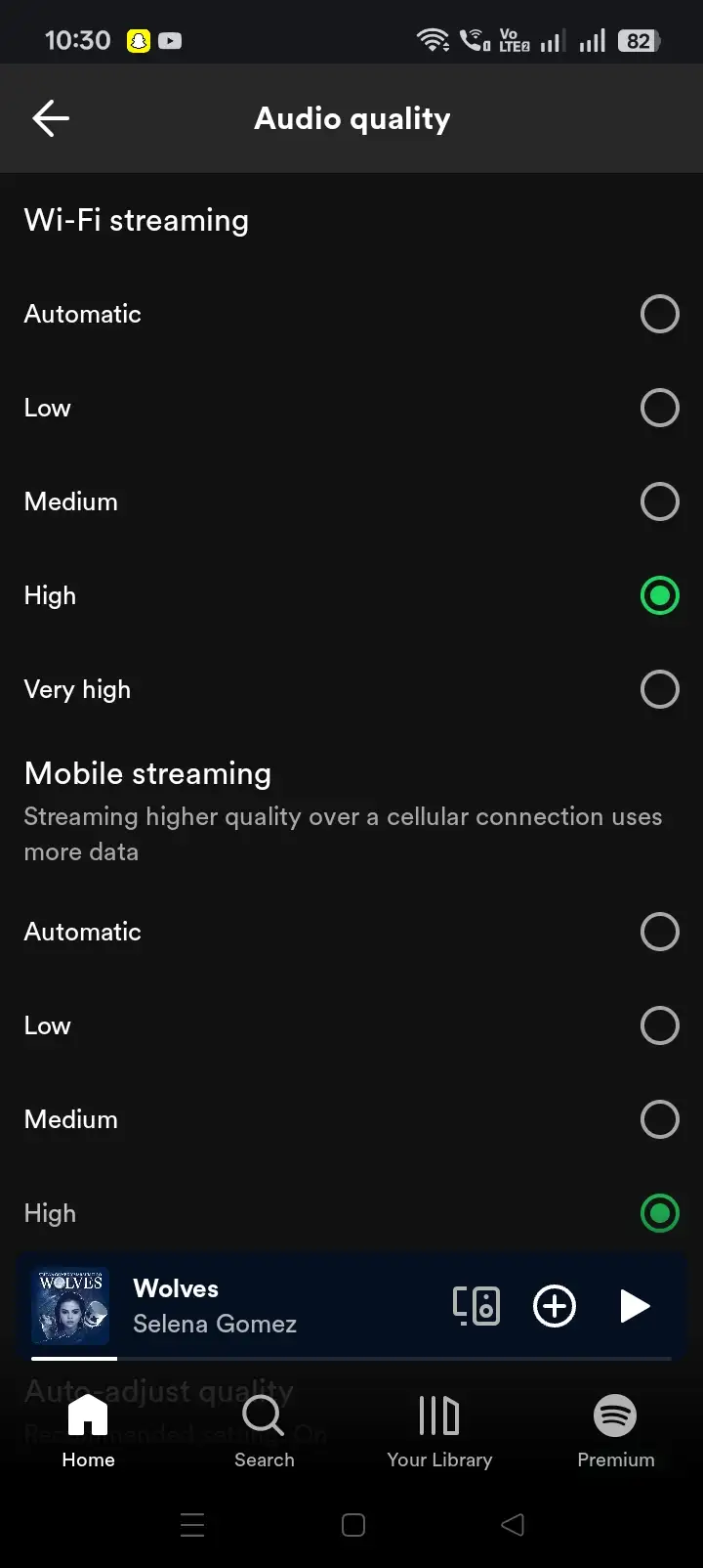 Choosing High audio quality in Spotify MOD