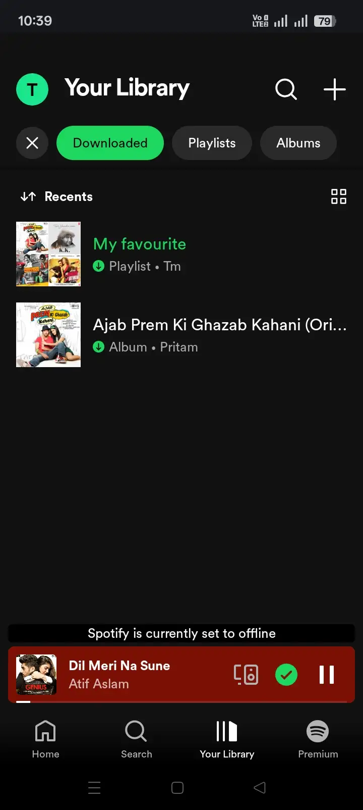 Downloaded song available for offline playback