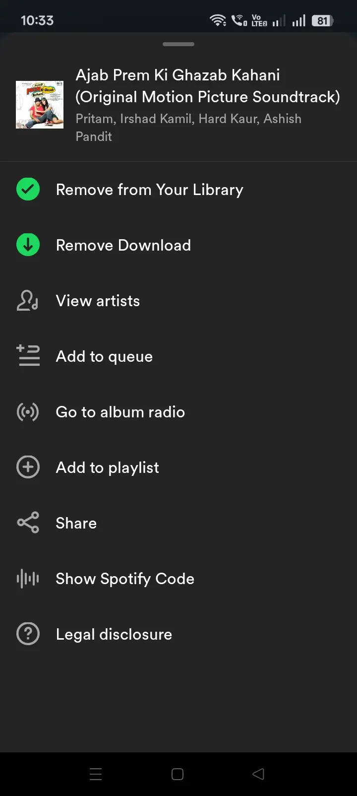 Remove downloaded song option