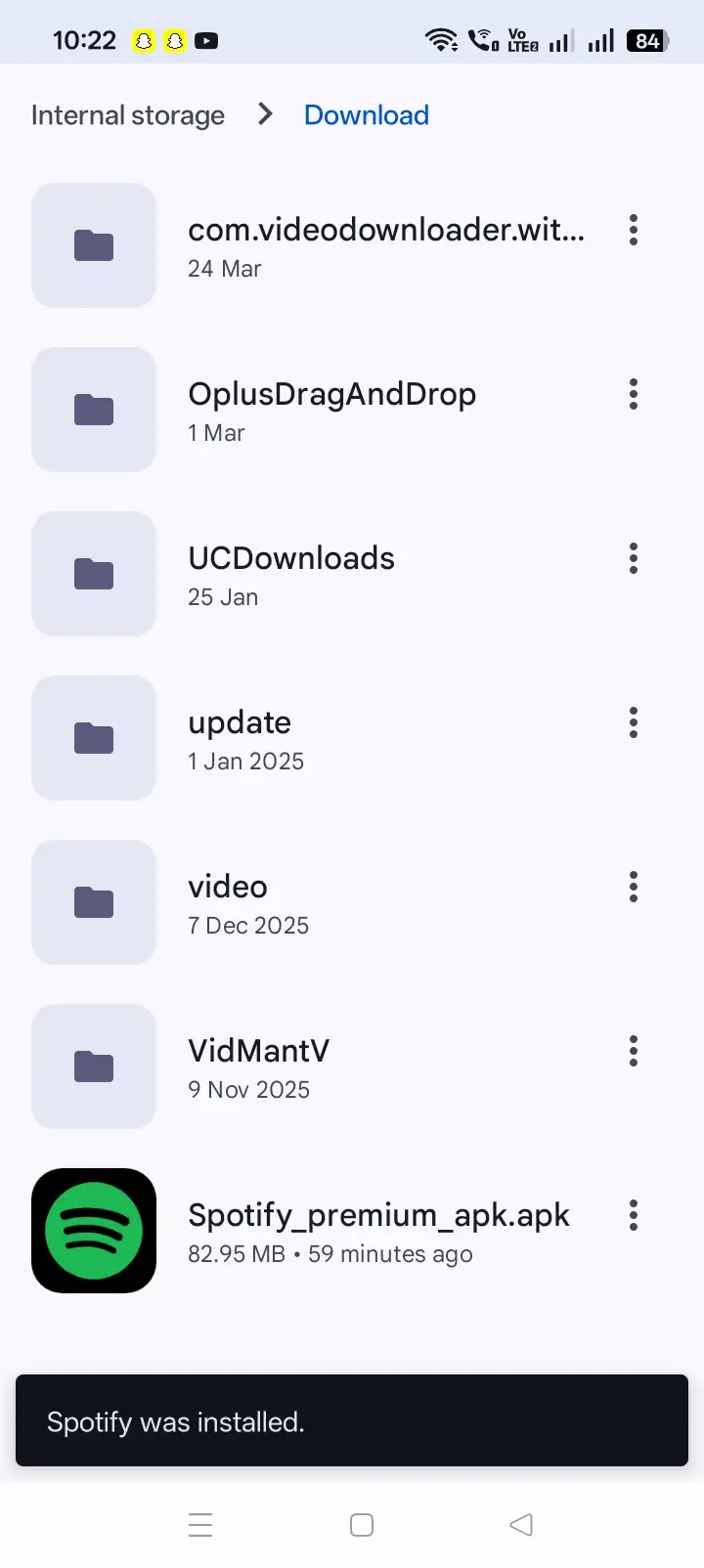 Spotify MOD APK downloaded on Android