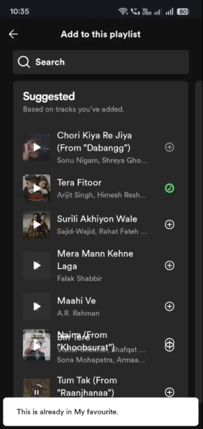 Adding a song to a playlist in Spotify MOD APK